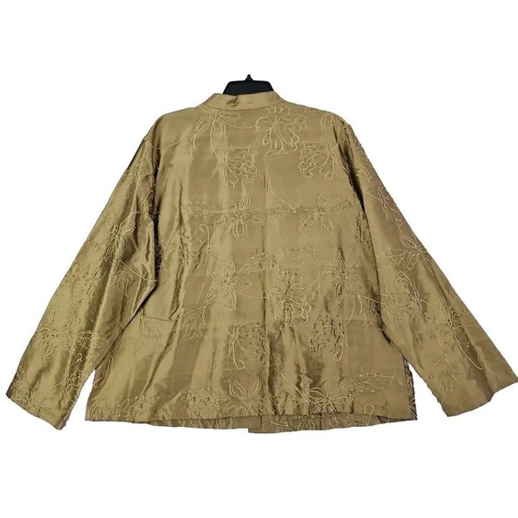 French Laundry ~Woman Size 1X~ Gold Embroidered Button-Up Jacket Shacket Unlined - Picture 9 of 9